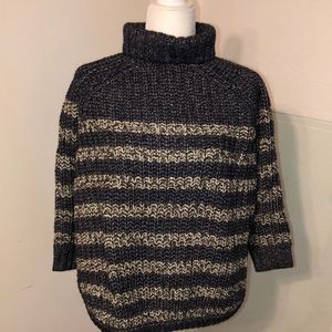 VICTORIA’S SECRET Sz M RAGLAN ALPACA & WOOL BLUE/GREY STRIPE SWEATER BNEW!!